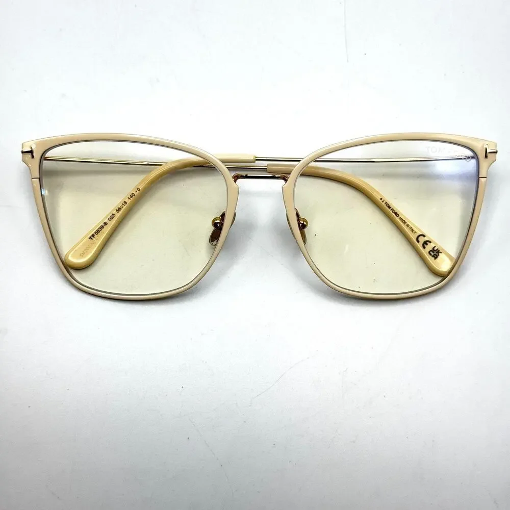 Tom Ford Eyeglasses Frames TF5839-B 025 Ivory Butterfly Full Rim 56-18-140